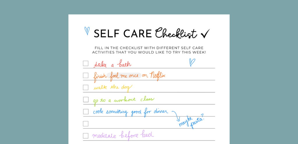 Printable Weekly Self Care Checklist