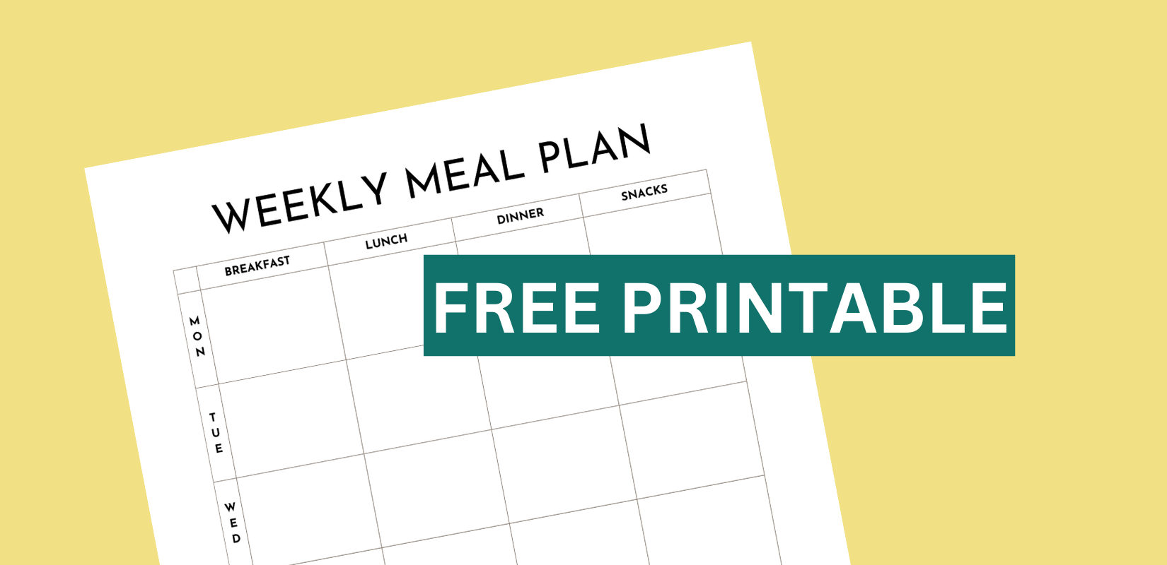 Free Weekly Meal Planner Printable PDF Template